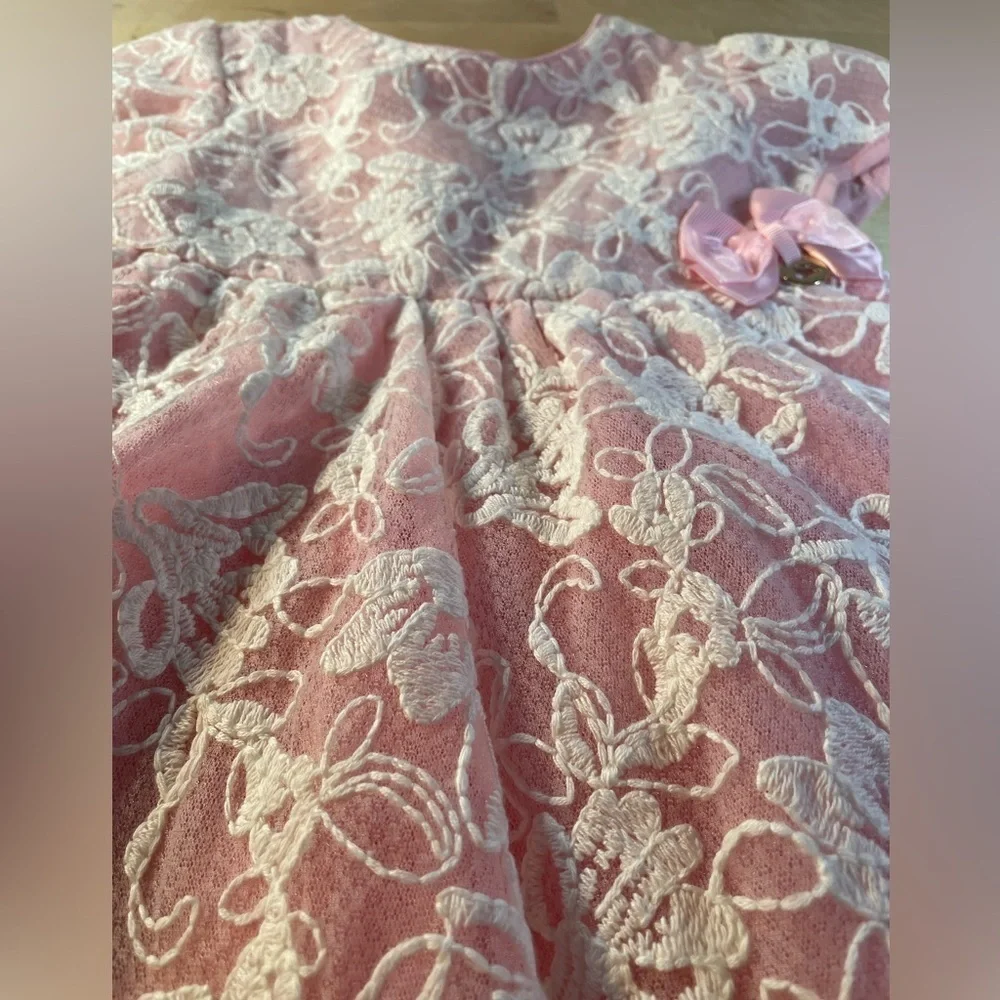 Mayoral Pink and White Floral Lace Dress